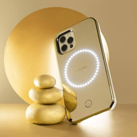 LuMee x Paris Hilton Halo Lighted Phone Case iPhone 12/ 12 Pro Gold Metallic NIB - Picture 5 of 7